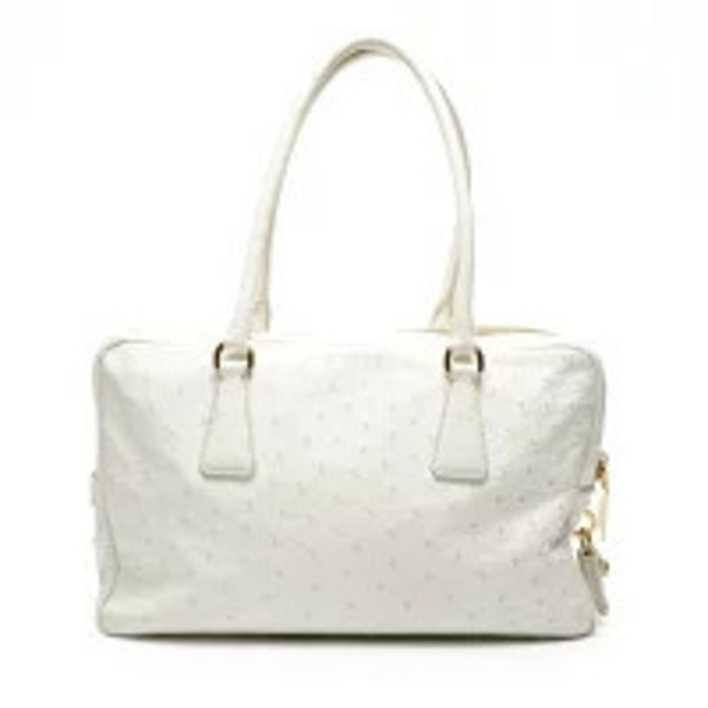 Prada Ostrich Handbag White - Picture 2 of 11